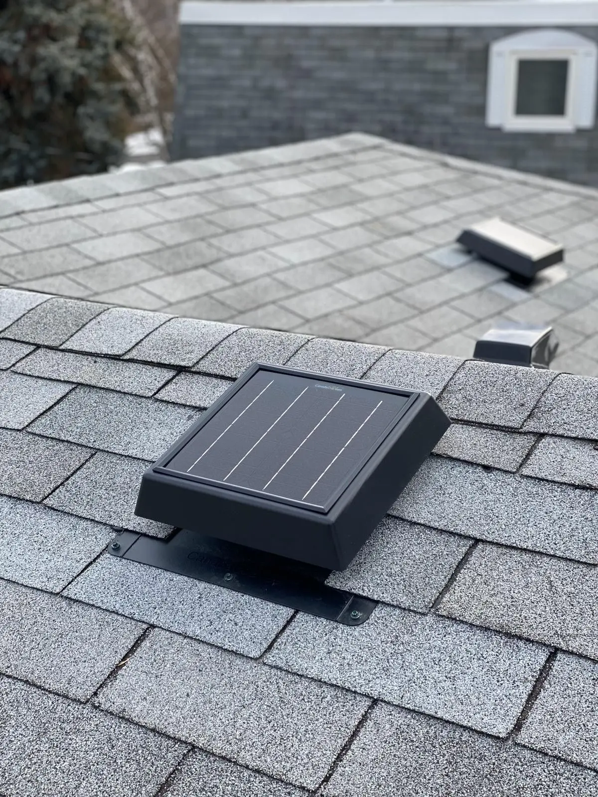 Ice dam on New Jersey roof eave in winter